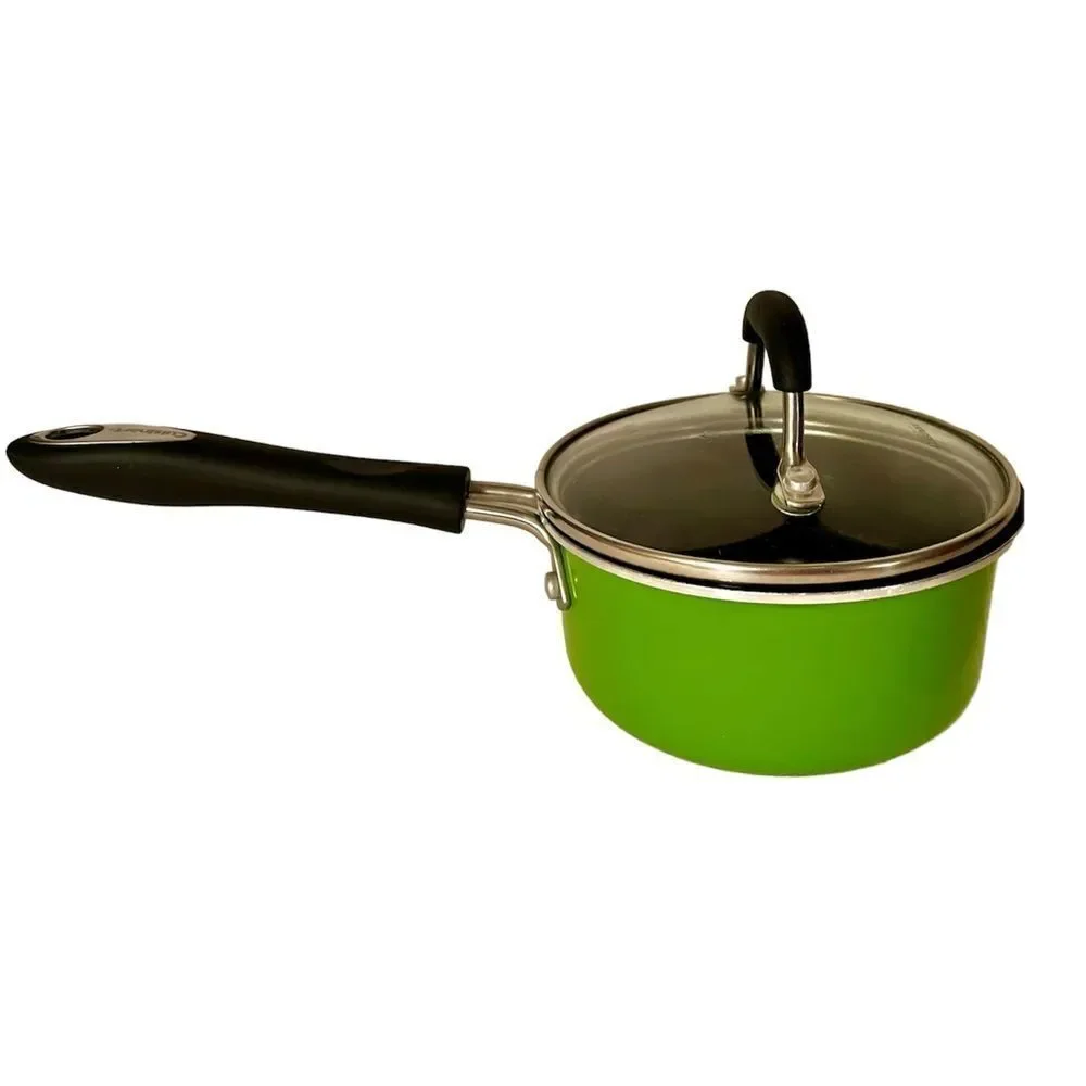 Green Cuisinart 1qt Stainless Steel Saucepan w Cover Lid #M5519-14AG Clean Retro